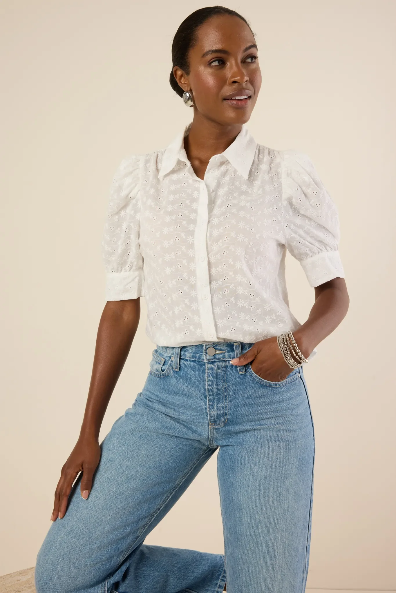 Dawson Top- White Eyelet
