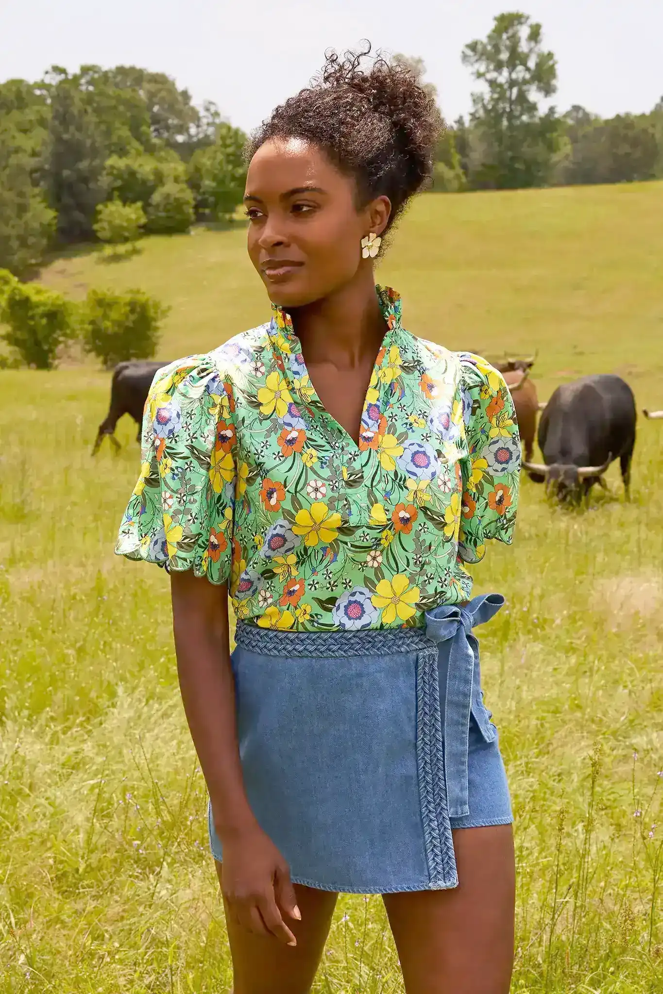 Vera Top- Green Multi