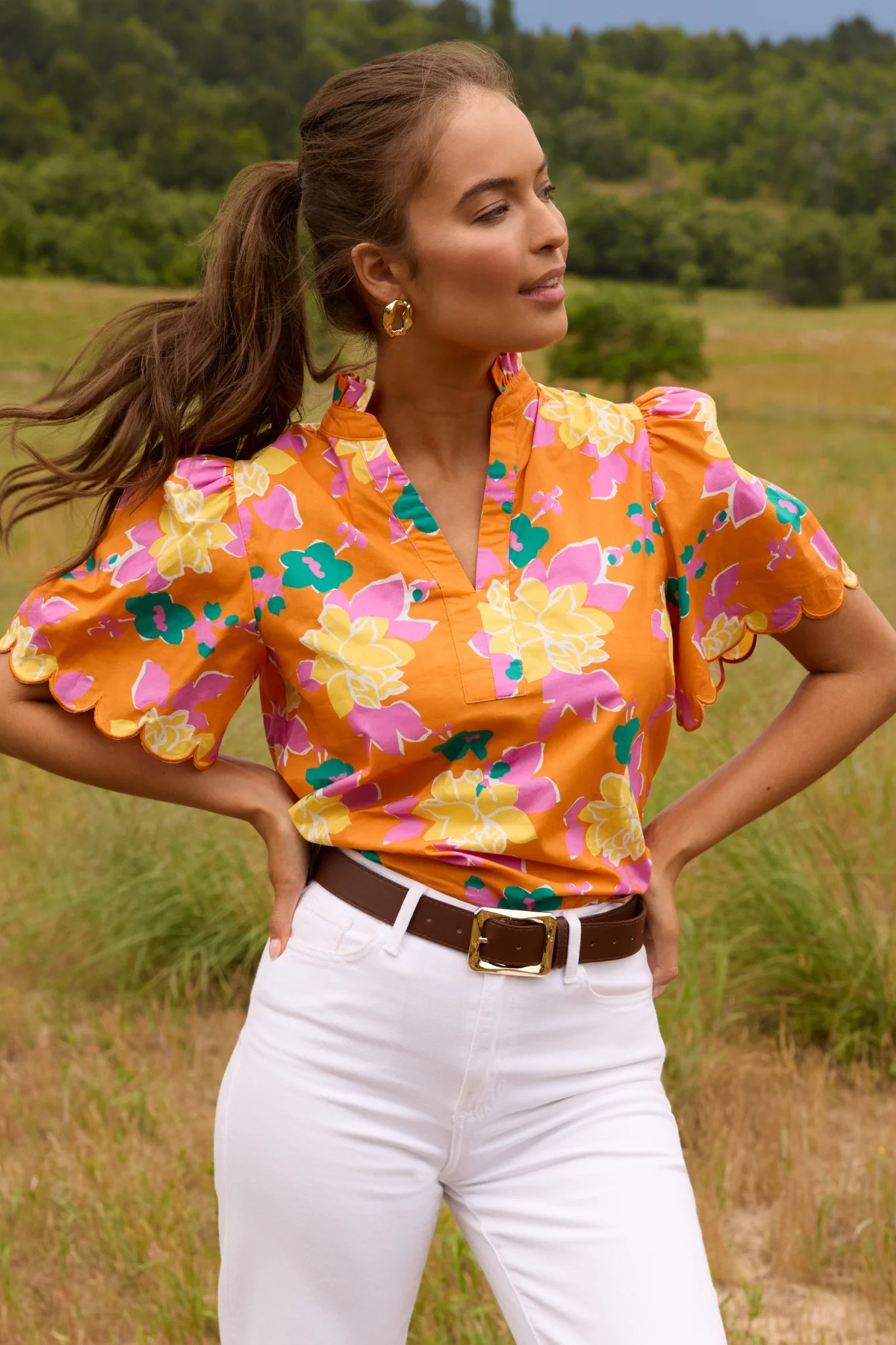 Vera Top- Orange Multi